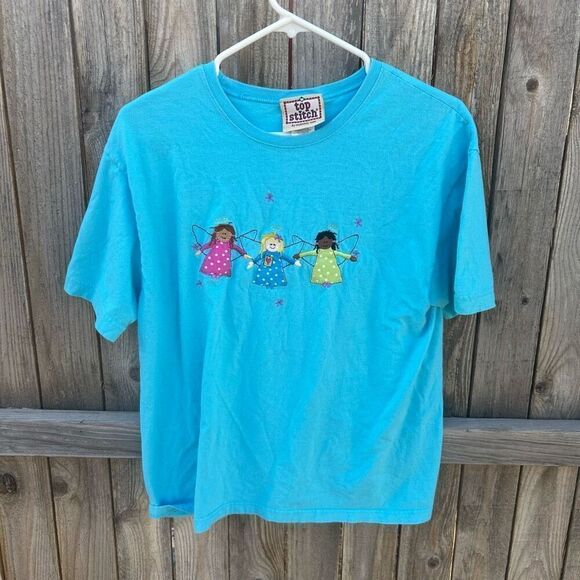 Top Stitch by Morning Sun t-shirt short sleeve large angels - Picture 1 of 7